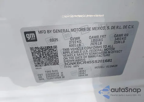 2025 Chevrolet Blazer Fwd 2Lt from USA, damaged, VIN 3GNKBCR45SS201681